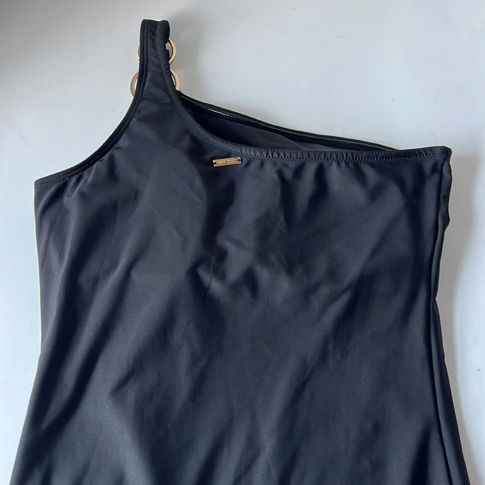Nine West Women Swimsuit Black One Piece One Shoulder New Large - Picture 8 of 14
